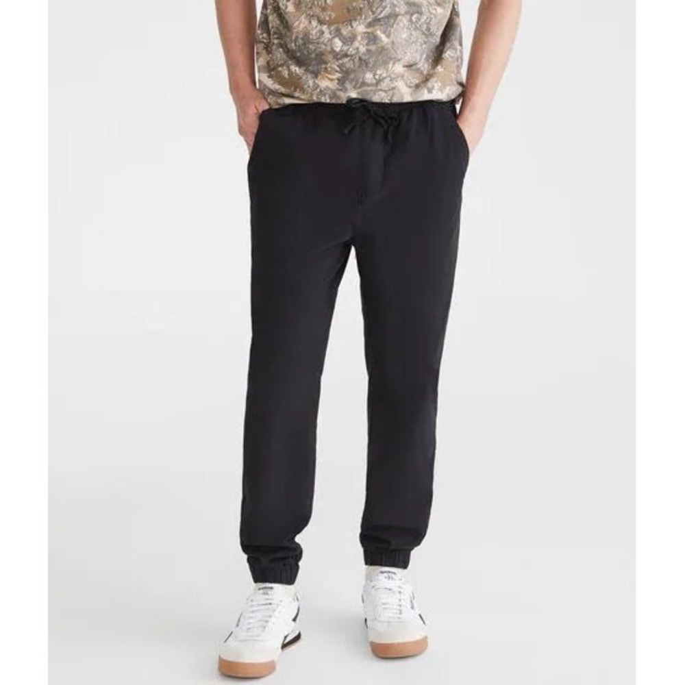 Aeropostale Mens Stretch Jogger Pants Black Elastic Waist Drawstring Size M